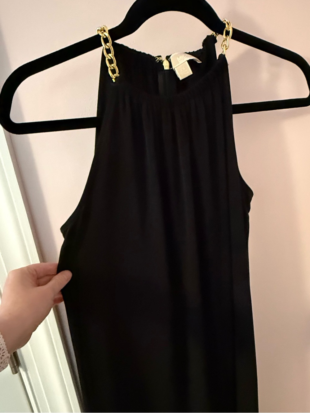 Michael Kors Black Dress with Gold Chain Straps